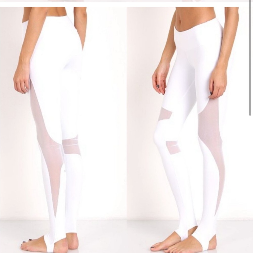ALO Yoga White Mesh Panel Leggings